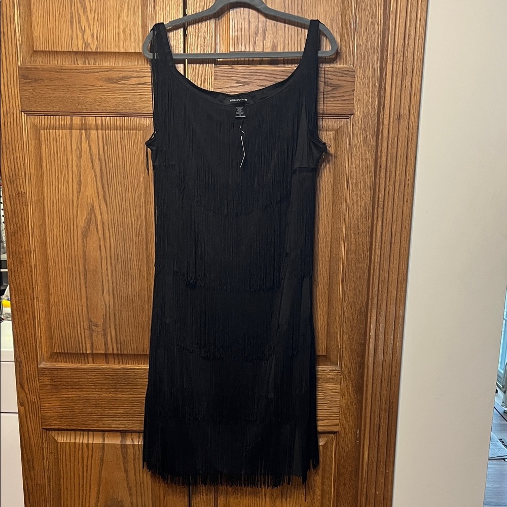 Ashley Stewart Black Fringe Dress nwt. Perfect little black dress size 18.